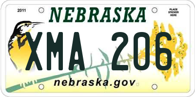 NE license plate XMA206