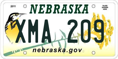 NE license plate XMA209
