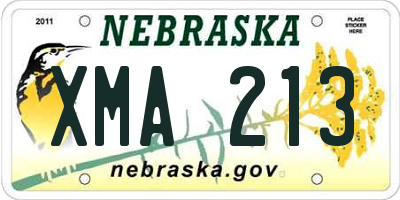 NE license plate XMA213