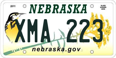 NE license plate XMA223
