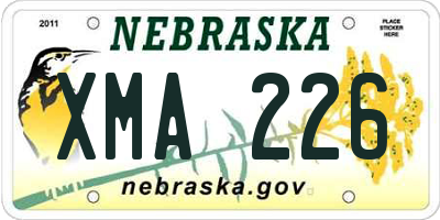 NE license plate XMA226