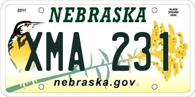 NE license plate XMA231