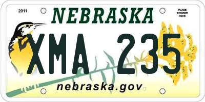 NE license plate XMA235
