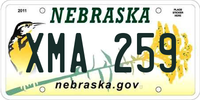 NE license plate XMA259
