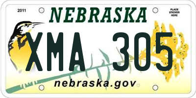 NE license plate XMA305