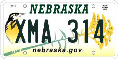 NE license plate XMA314