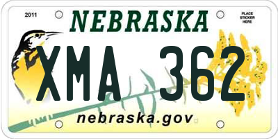 NE license plate XMA362