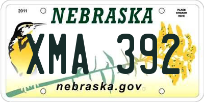 NE license plate XMA392