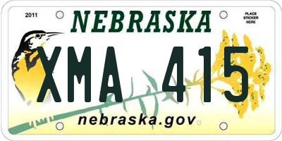 NE license plate XMA415