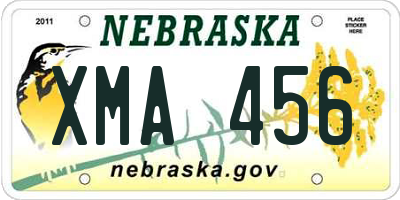 NE license plate XMA456