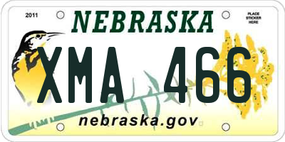 NE license plate XMA466