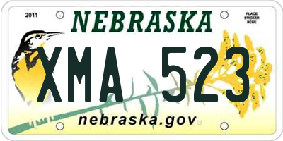 NE license plate XMA523