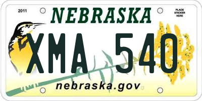 NE license plate XMA540