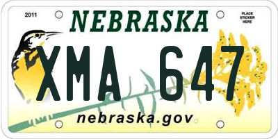 NE license plate XMA647