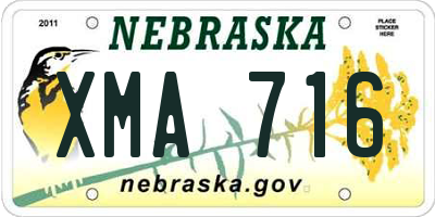 NE license plate XMA716