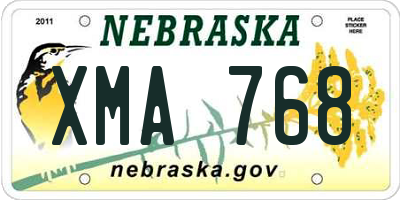 NE license plate XMA768