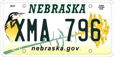 NE license plate XMA796