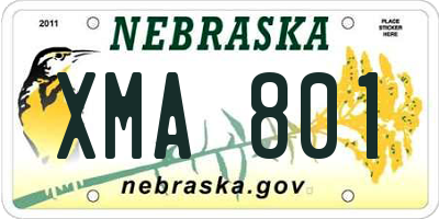 NE license plate XMA801