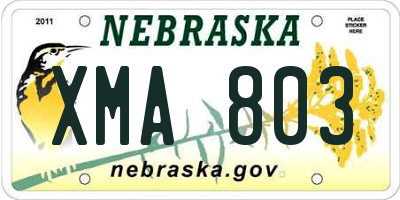 NE license plate XMA803