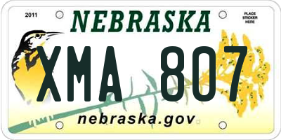 NE license plate XMA807
