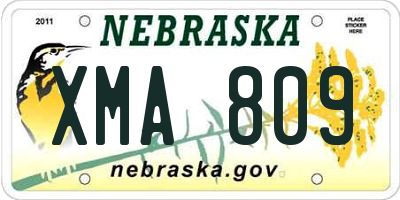 NE license plate XMA809
