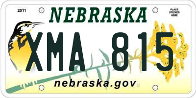 NE license plate XMA815