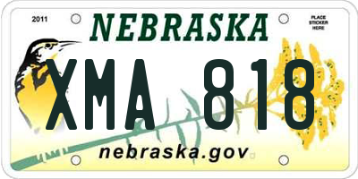 NE license plate XMA818