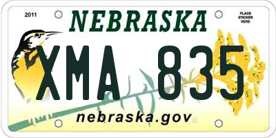 NE license plate XMA835
