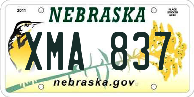 NE license plate XMA837