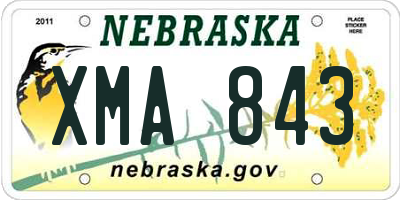 NE license plate XMA843