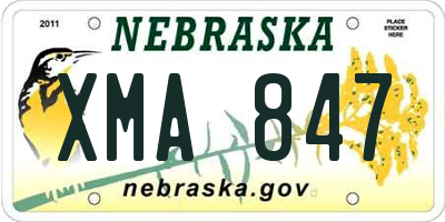 NE license plate XMA847