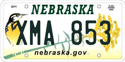 NE license plate XMA853