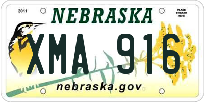 NE license plate XMA916