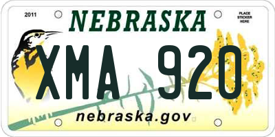 NE license plate XMA920