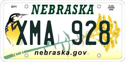 NE license plate XMA928