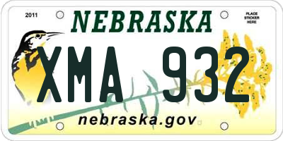 NE license plate XMA932