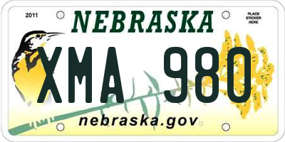 NE license plate XMA980