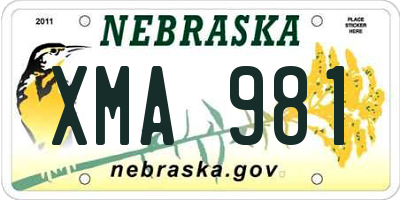 NE license plate XMA981