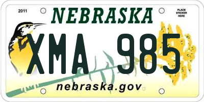 NE license plate XMA985