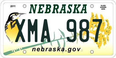 NE license plate XMA987