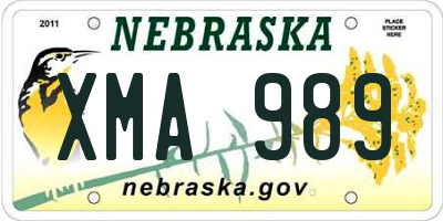 NE license plate XMA989