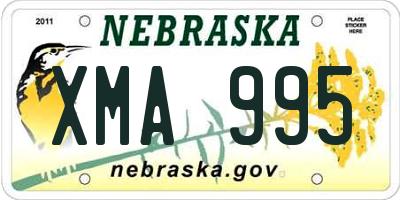 NE license plate XMA995