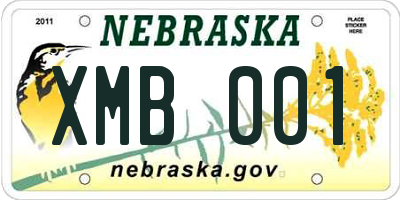 NE license plate XMB001