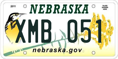 NE license plate XMB051