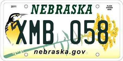 NE license plate XMB058