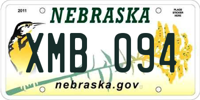 NE license plate XMB094