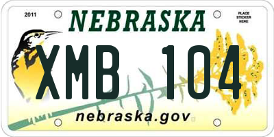 NE license plate XMB104