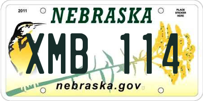 NE license plate XMB114
