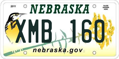 NE license plate XMB160