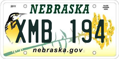 NE license plate XMB194